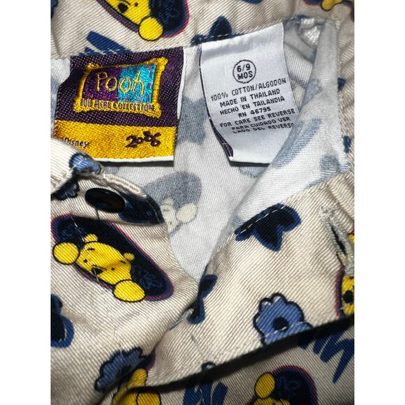 Vintage Disney Winnie the Pooh Baby Outfit Shirt Shorts Set button up preppy 6/9 - Picture 9 of 9